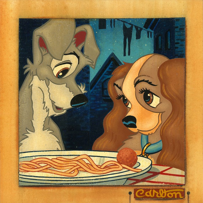 Trevor Carlton Sweet Love - From Disney Lady and The Tramp Giclee On Canvas