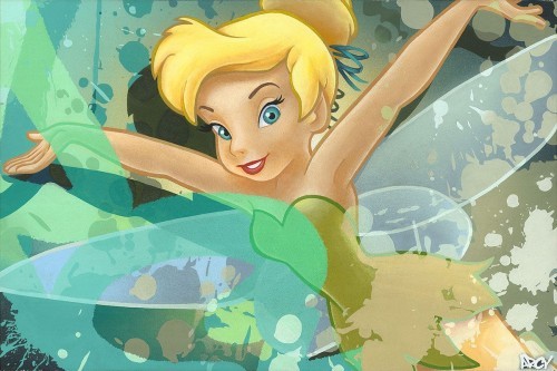 Arcy Tinker Bell From Peter Pan Hand-Embellished Giclee on Canvas