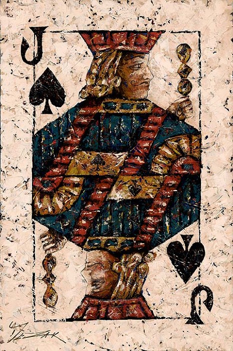 Trevor Mezak Jack of Spades Hand-Embellished Giclee on Canvas