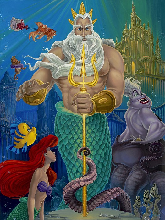Jared Franco Triton's Kingdom Premiere Edition From The Little Mermaid Giclee On Canvas