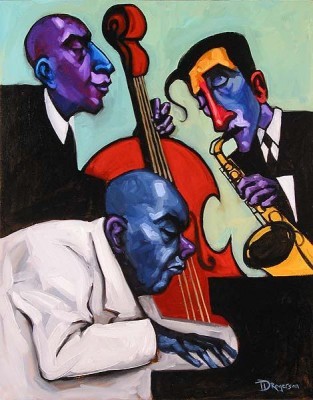 Tim Rogerson Jazz Trio Giclee On Canvas