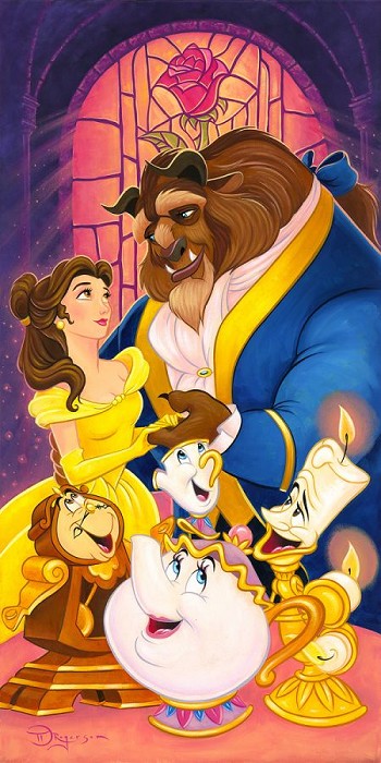 Tim Rogerson True Love's Tale From Beauty and the Beast Hand-Embellished Giclee on Canvas