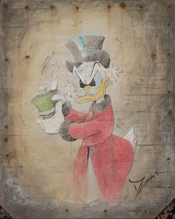 Trevor Mezak Uncle Scrooge McDuck Hand-Embellished Giclee on Canvas