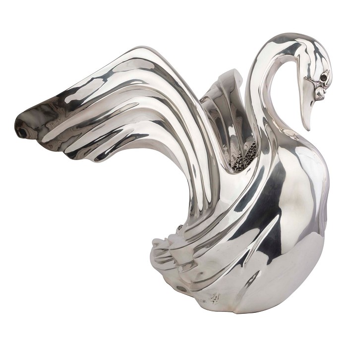 Dargenta Silver Swan Statue Opening Wings 