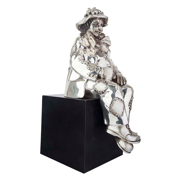 Dargenta Silver Sitting Clown Statue 