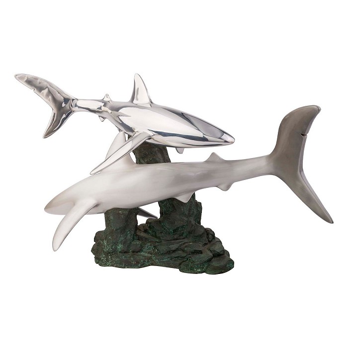 Dargenta Swarm of Silver Sharks Statue 
