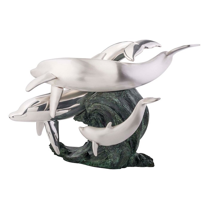 Dargenta Silver Family of Dolphins Statue 