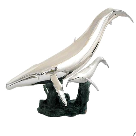 Dargenta Silver Whale & Calf Statue 