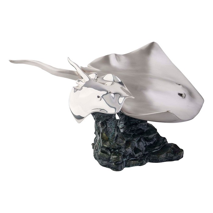 Dargenta Mother & Child Manta Rays Swimming Statue 