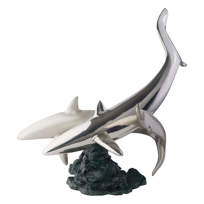 Dargenta Silver Sharks Statue Swimming 