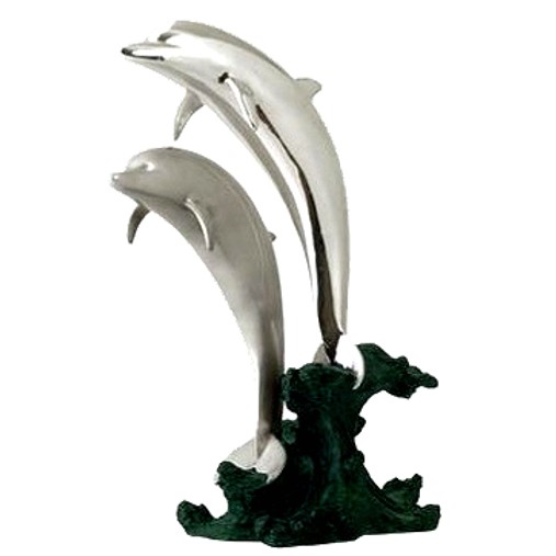 Dargenta Silver Jumping Dolphins Statue 