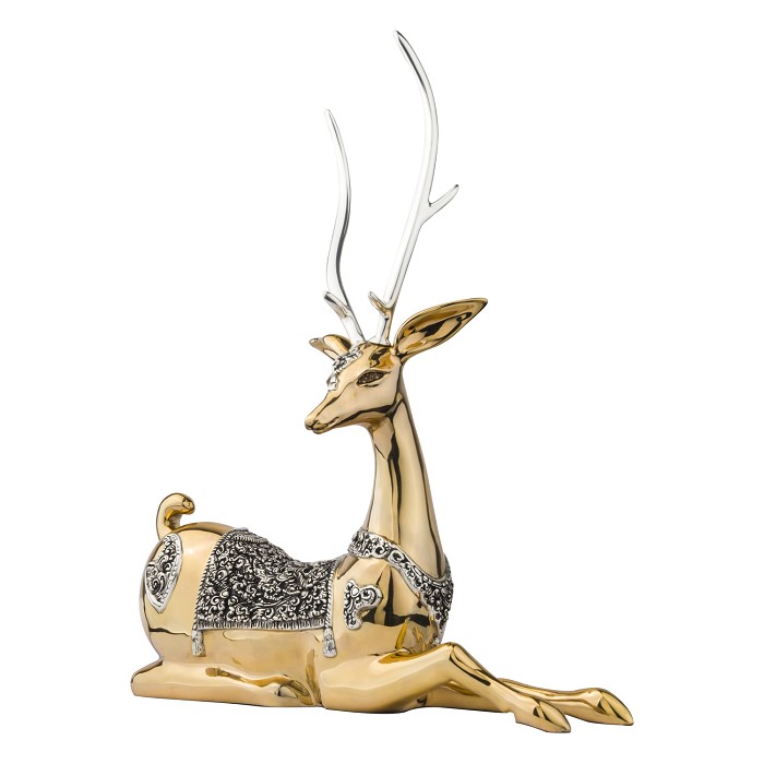 Dargenta Young Mother Thai Gold Deer Statue 