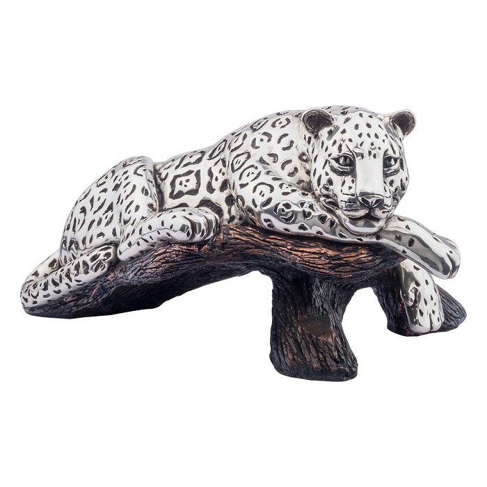 Dargenta Silver Jaguar Statue on Branch 