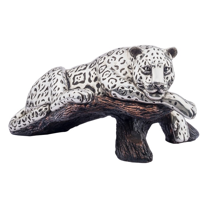 Dargenta Silver Jaguar Statue on Branch