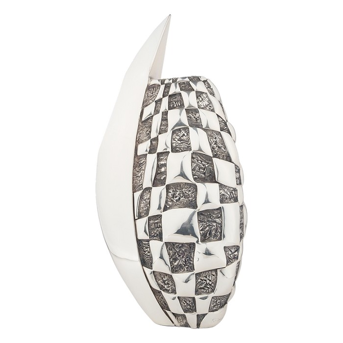 Dargenta Modern Checkers Silver Flower Vase 
