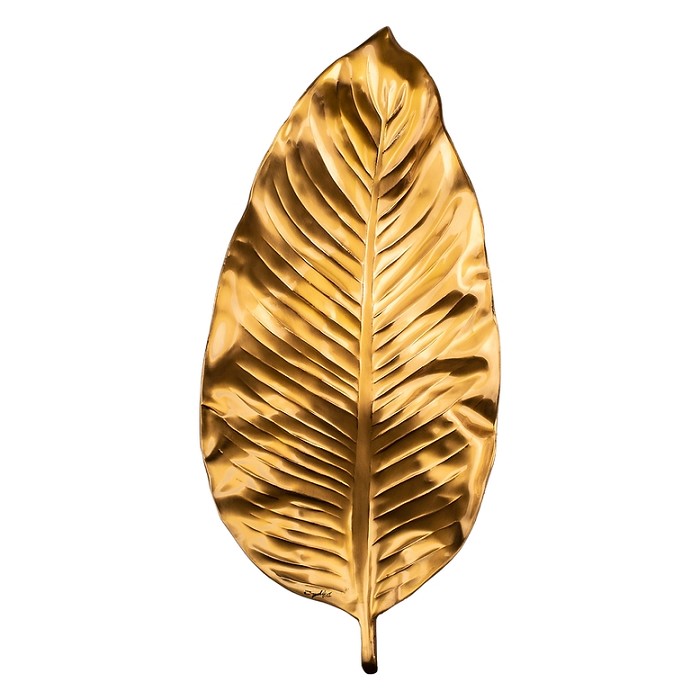 Dargenta Tropical Leaf Fruit Bowl 24K Gold 