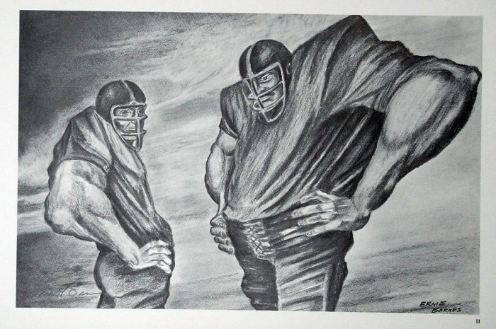 Ernie Barnes Two Linemen  Lithograph