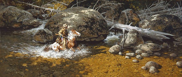 Frank McCarthy Covering His Trail SMALLWORK EDITION ON Canvas