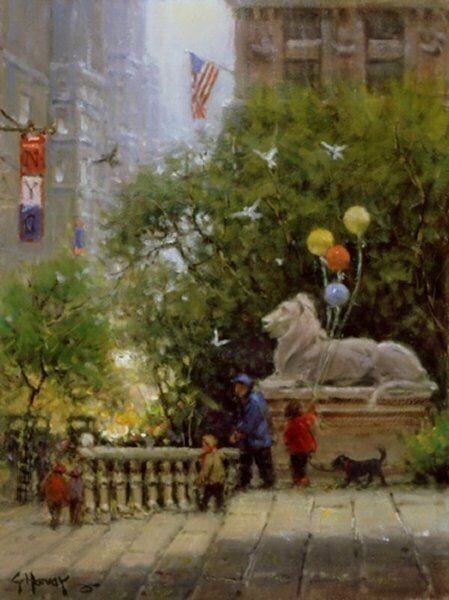 G Harvey A Day at the Library Giclee On Canvas