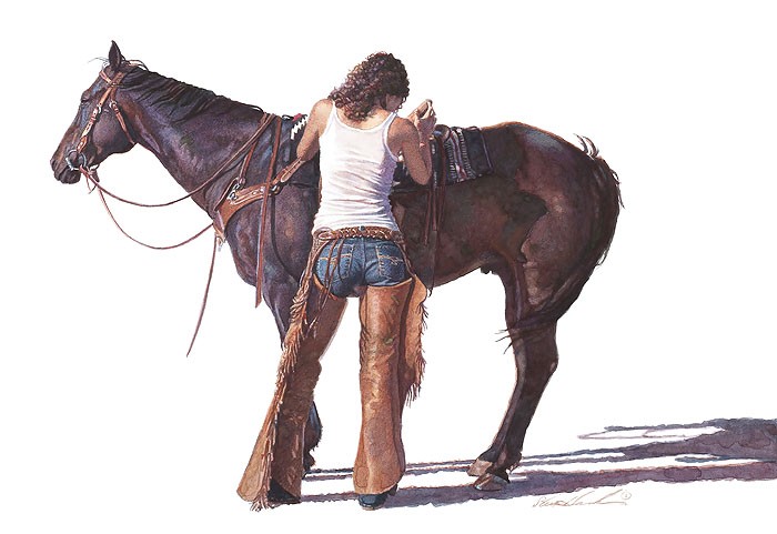 Steve Hanks Saddling Up Giclee On Canvas