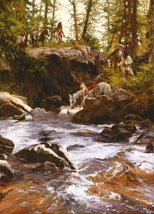 Howard Terpning CROWS IN THE YELLOWSTONE 