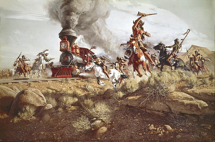 Frank McCarthy Raiding the Iron Horse Giclee On Canvas