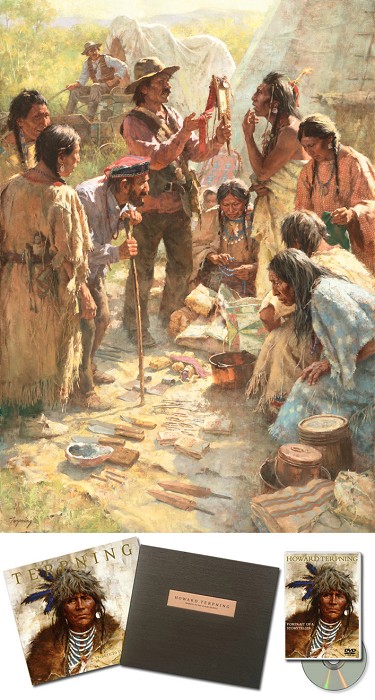 Howard Terpning Traders Among the Crow Giclee On Canvas Artist Proof