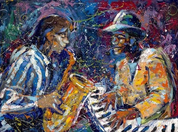 Gilbert Young JAZZIN' IN THE PARK - ALEX BUGNON Giclee On Canvas