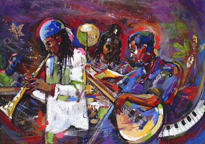 Gilbert Young JAZZIN' IN THE PARK - MARION MEADOWS Giclee On Canvas