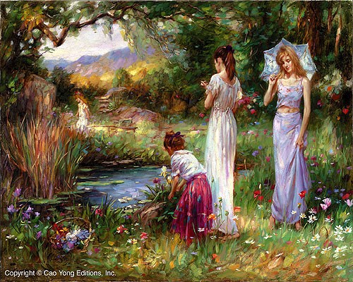 Cao Yong Garden Beauties Giclee On Canvas The Romantic Garden Series