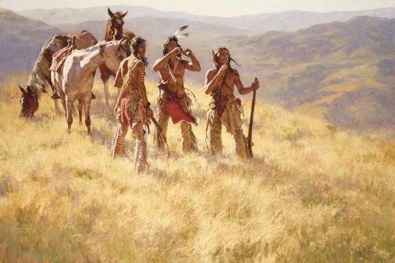 Howard Terpning Dust of Many Pony Soldiers and Matching 5X7 Print Giclee On Canvas