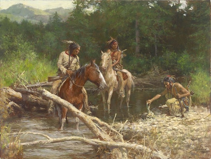 Howard Terpning Blackfeet Scouts in the Flathead Valley Giclee On Canvas Artist Proof