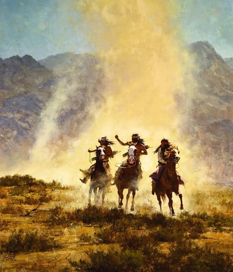 Howard Terpning Chased by the Devil Giclee On Canvas