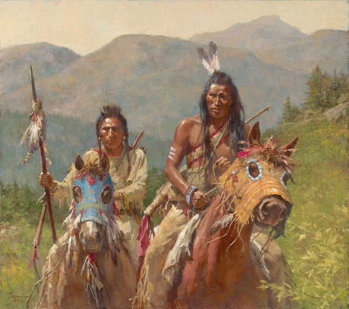 Howard Terpning Mystery of the Crow Medicine Horse Masks Giclee On Canvas Artist Proof