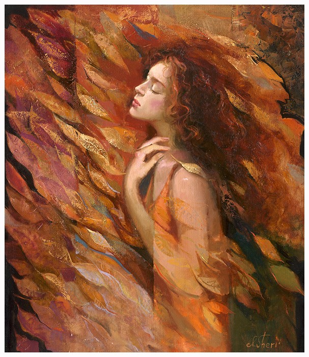 Irene Sheri Autumn Wind Hand-Embellished Giclee on Canvas