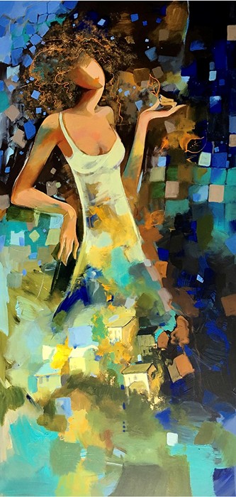 Irene Sheri Day Dreaming Hand-Embellished Giclee on Canvas