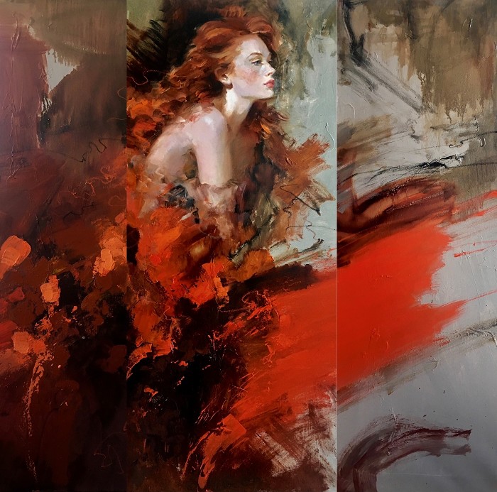 Irene Sheri Looking Ahead Hand-Embellished Giclee on Canvas