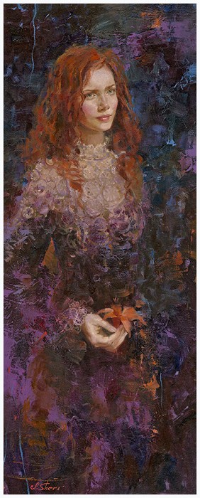Irene Sheri Scarlet Hand-Embellished Giclee on Canvas
