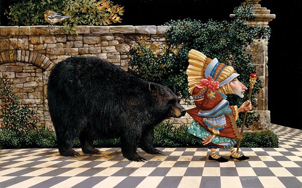 James Christensen Lawrence Pretended Not to Notice That a Bear Had Become ANNIVERSARY EDITION Giclee On Canvas