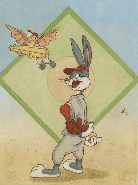 Mike Kupka Bugs Bunny Baseball Bugs Giclee On Canvas