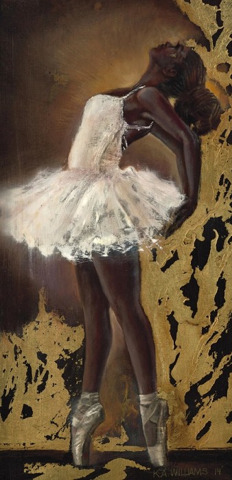 Kevin Williams (WAK) Black Swan Hand-Embellished Giclee on Canvas