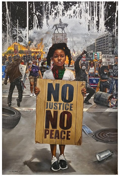 Kevin Williams (WAK) 2020- Civil Unrest Hand-Embellished Giclee on Canvas