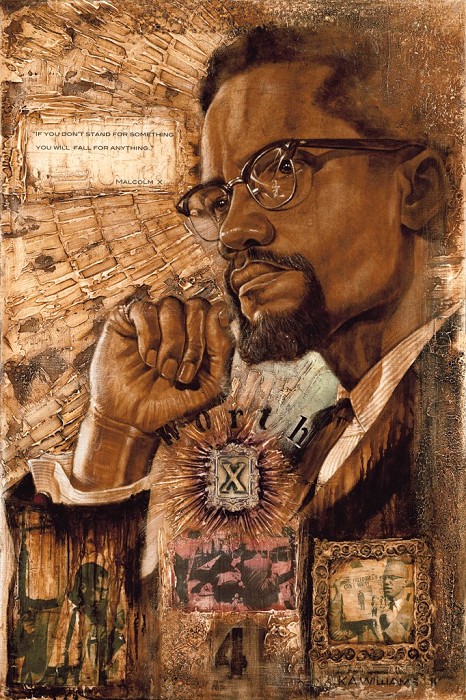 Kevin Williams (WAK) Malcolm X - Worth Dying 4 Hand-Embellished Giclee on Canvas