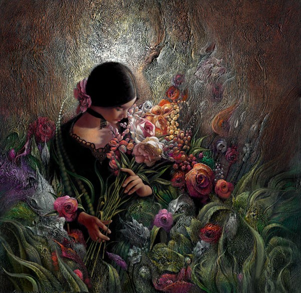 Lee Bogle The Rose Garden Artist Proof Hand Enhanced Giclee On Canvas