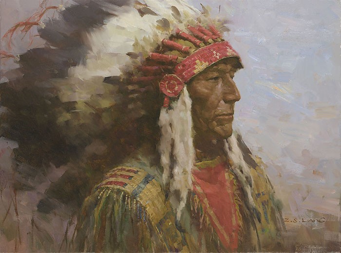 Z.S.  Liang Brule Warrior Giclee On Canvas