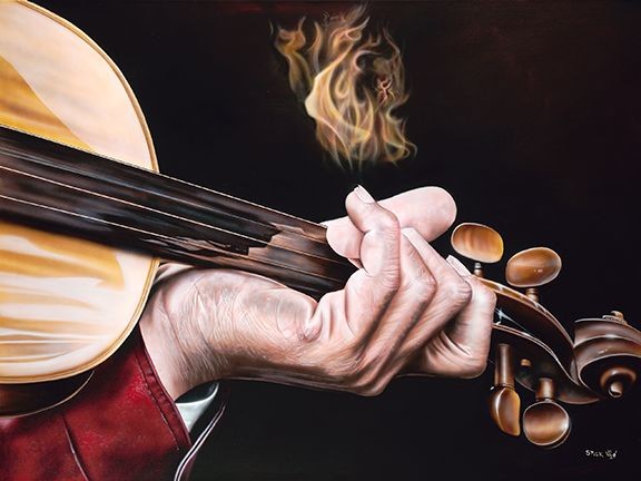 Stickman Fiddle of Gold Against Your Soul Giclee On Canvas