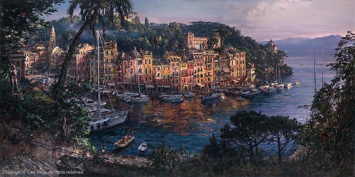 Cao Yong Morning In Portofino Giclee On Canvas The Venice Series