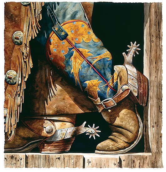 Nelson Boren Cowboy Fishin Boots Limited Edition Print