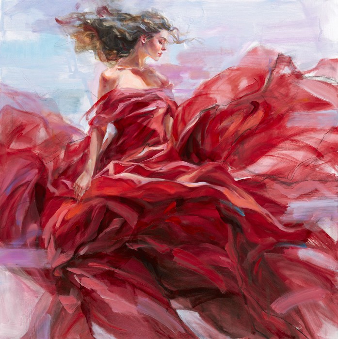Anna Razumovskaya In a Scarlet Cloud 2 HandEmbellished Giclee on