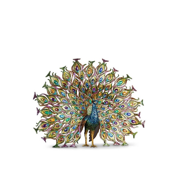 Jay Strongwater Stanton Fan Tail Peacock Figurine 